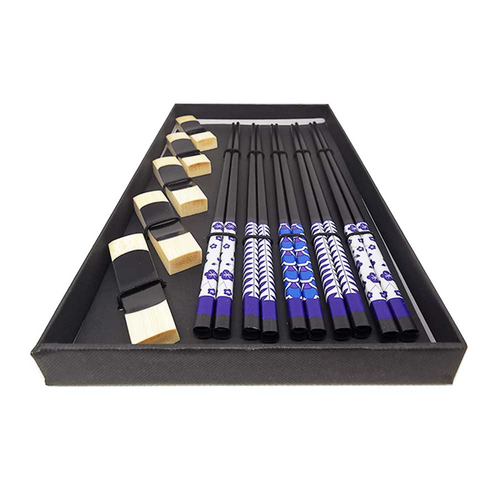 Bacchette e poggia bacchette in bambù - 5 paia