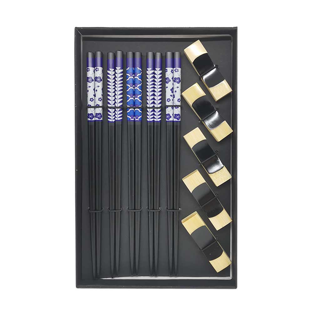 Bacchette e poggia bacchette in bambù - 5 paia