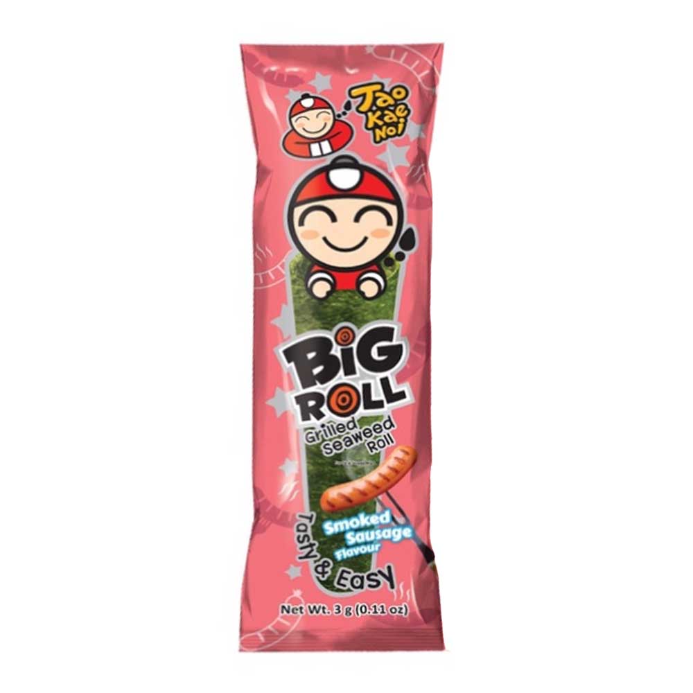 Taokaenoi Big Roll Snack di Alghe Gusto Salsiccia Affumicata - 3g